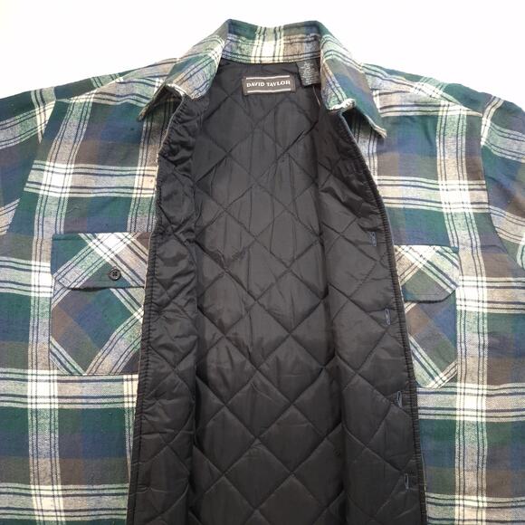 David Taylor XL Quilted Flannel Jacket Blue Cream Plaid Vintage Sears with tags - Picture 6 of 16